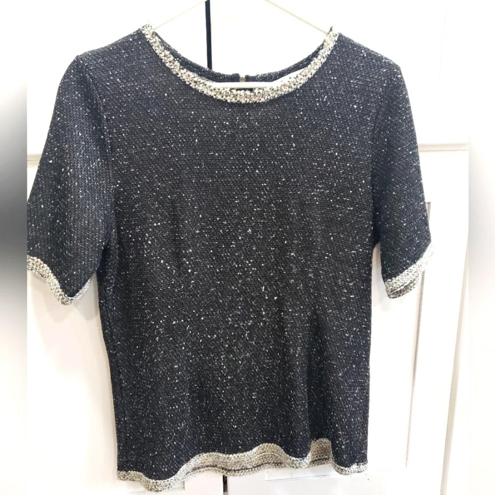 CAbi Coco Shell Tweed Short Sleeve Top Style #542